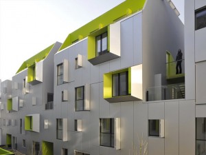 Colorful Social Housing in Marcadet street at Paris