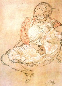 Frau bei der Selbstbefriedigung skecth by Gustav Klimt