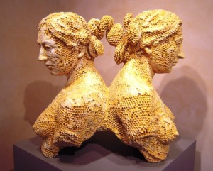 Andria Arleo two women honecomb sculpture